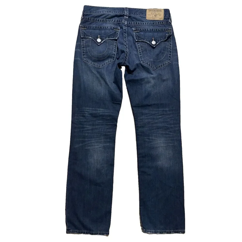 True Religion Straight Leg With Flap Jeans Mens 34x34 Lot Of 2 Denim USA Hip Hop